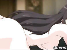 Аниме девчонку с большими сиськами оттрахали рачком и в позе 69