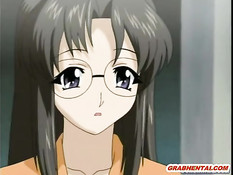 Сисястая хентай учительница подрочила сиськами и уселась на член