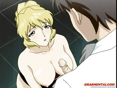 Сисястая хентай учительница подрочила сиськами и уселась на член