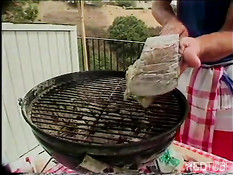 Gay chefs on terrace