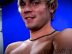 Jan squirting on his belly