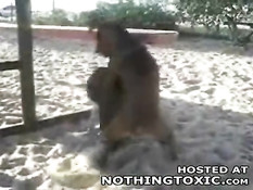 Horny dog jerks himself off