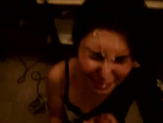 Italian girl gets first facial cumshot