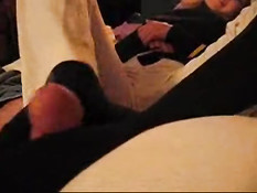 Footjob with black socks