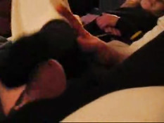 Footjob with black socks
