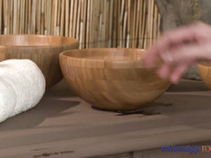 Нежная девушка делает парню эротический массаж и дрочит член