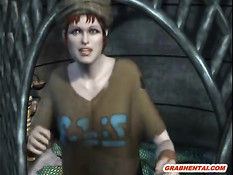 Рыжая 3d девчонка с хвостом оттрахана на ринге большим членом