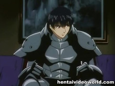 Парень в чёрном плаще лижет киску и ебёт рыжую аниме женщину