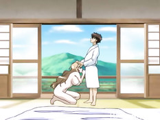 Аниме девушка с голубыми волосами отсосала и запрыгнула на член