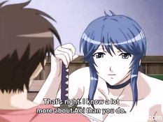 Аниме девушка с голубыми волосами отсосала и запрыгнула на член