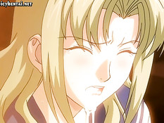 Два парня трахают хентай блондинку раком и заставляют сосать хуй