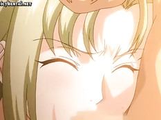 Два парня трахают хентай блондинку раком и заставляют сосать хуй