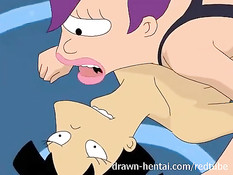 Лесбийский секс двух горячих девчонок в аниме сериале Футурама