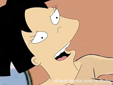 Лесбийский секс двух горячих девчонок в аниме сериале Футурама