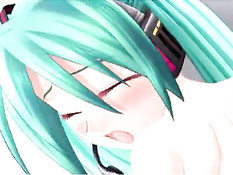 Аниме детка с голубыми волосами отсосала и получила член в киску