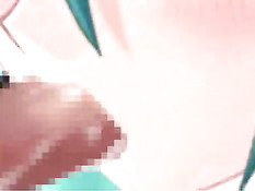 Аниме детка с голубыми волосами отсосала и получила член в киску