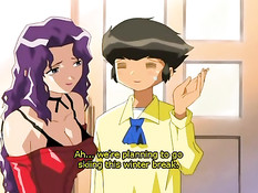 Аниме девушка дрочит сиськами член и трахается в позе наездницы