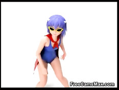 Грудастая 3D девка с синими волосами отсасывает и ебётся с парнем