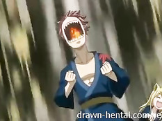 Грудастая аниме блондинка трётся об член и трахается с пареньком