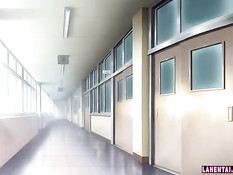 Горячая аниме девушка делает минет в позе 69 и ебётся в трусиках