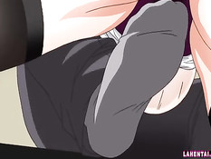 Горячая аниме девушка делает минет в позе 69 и ебётся в трусиках