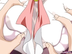 Горячая аниме девушка делает минет в позе 69 и ебётся в трусиках