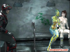 Две странные 3d девушки занимаются сексом с железным человеком