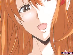 Рыжая хентай девчонка отвлекла парня от компьютера и отсосала