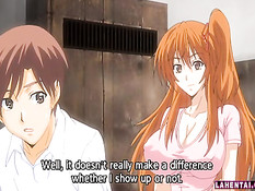 Рыжая хентай девчонка отвлекла парня от компьютера и отсосала