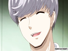 Злобные парни заковали хентай девку в колодки и залили спермой