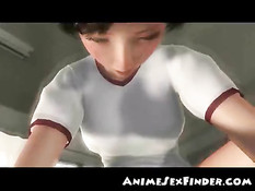 Азиатская 3D девка ебётся в трусиках и получает сперму на лобок