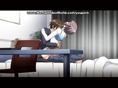 Хентай девушка запрыгнула на кровать и села на член после минета