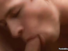 Светловолосый гей сделал приятелю минет и дал отсосать свой член