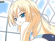 Светловолосая аниме девка сосёт в позе 69, а парень лижет киску