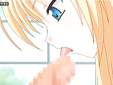 Светловолосая аниме девка сосёт в позе 69, а парень лижет киску