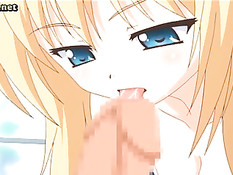 Светловолосая аниме девка сосёт в позе 69, а парень лижет киску