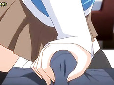 Бойфренд ласкает сиськи хентай девчонке и кончает на её юбочку