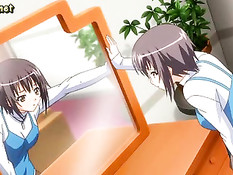 Бойфренд ласкает сиськи хентай девчонке и кончает на её юбочку