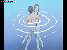 Парень в бассейне лижет киску хентай девушке и трахает её раком