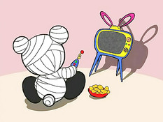 Рыжая хентай женщина обнажает большие сиськи и садится на член