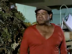 Мужик ебёт сисястую брюнетку в кустах в мексиканском ретро порно