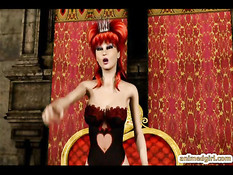 3D королева на троне отодрала страпоном грудастую аниме девушку