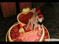 3D королева на троне отодрала страпоном грудастую аниме девушку