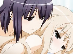 Две молодые аниме подружки на кровати занимались лесби сексом