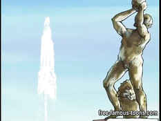 Три аниме девушки в лагере ночью занимаются лесбийским сексом