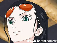 Аниме брюнетка отсосала официанту и запрыгнула на большой член