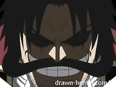 Аниме брюнетка отсосала официанту и запрыгнула на большой член