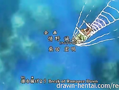 Аниме брюнетка отсосала официанту и запрыгнула на большой член