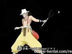 Аниме брюнетка отсосала официанту и запрыгнула на большой член