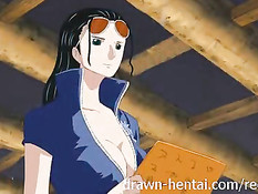 Аниме брюнетка отсосала официанту и запрыгнула на большой член